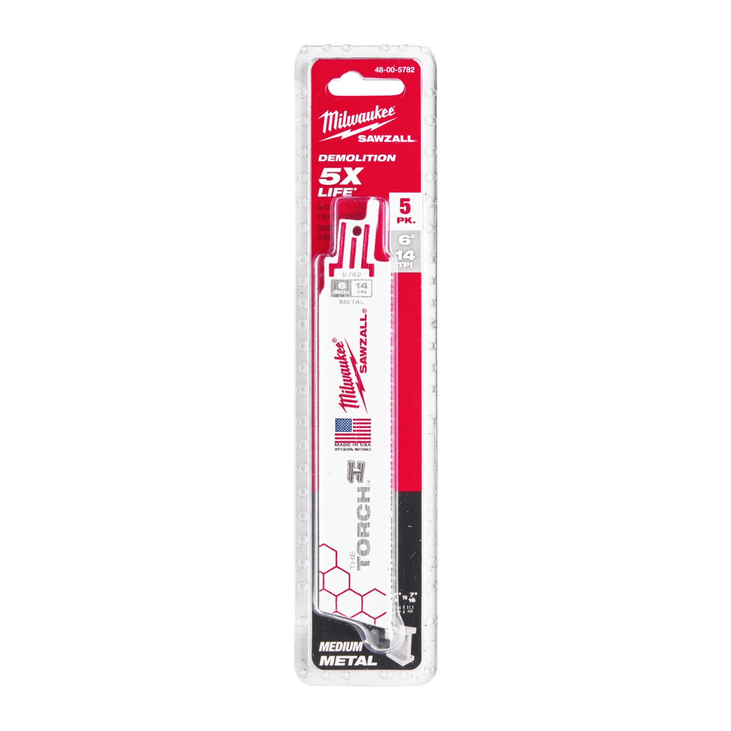 Milwaukee 48475782 Lame de scie alternative Sawzall TORCH - 150 x 14TPI - métal - 5 pcs.-image