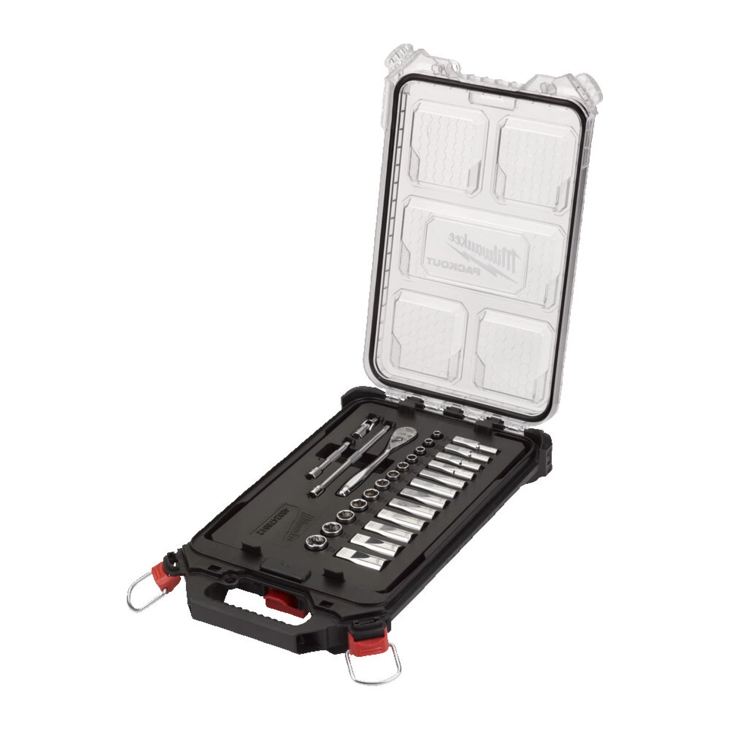 Milwaukee 4932478812 Jeu de clés à cliquet et de douilles 28 pièces - dans PACKOUT™ compact slim organiser - 1/4 ».-image