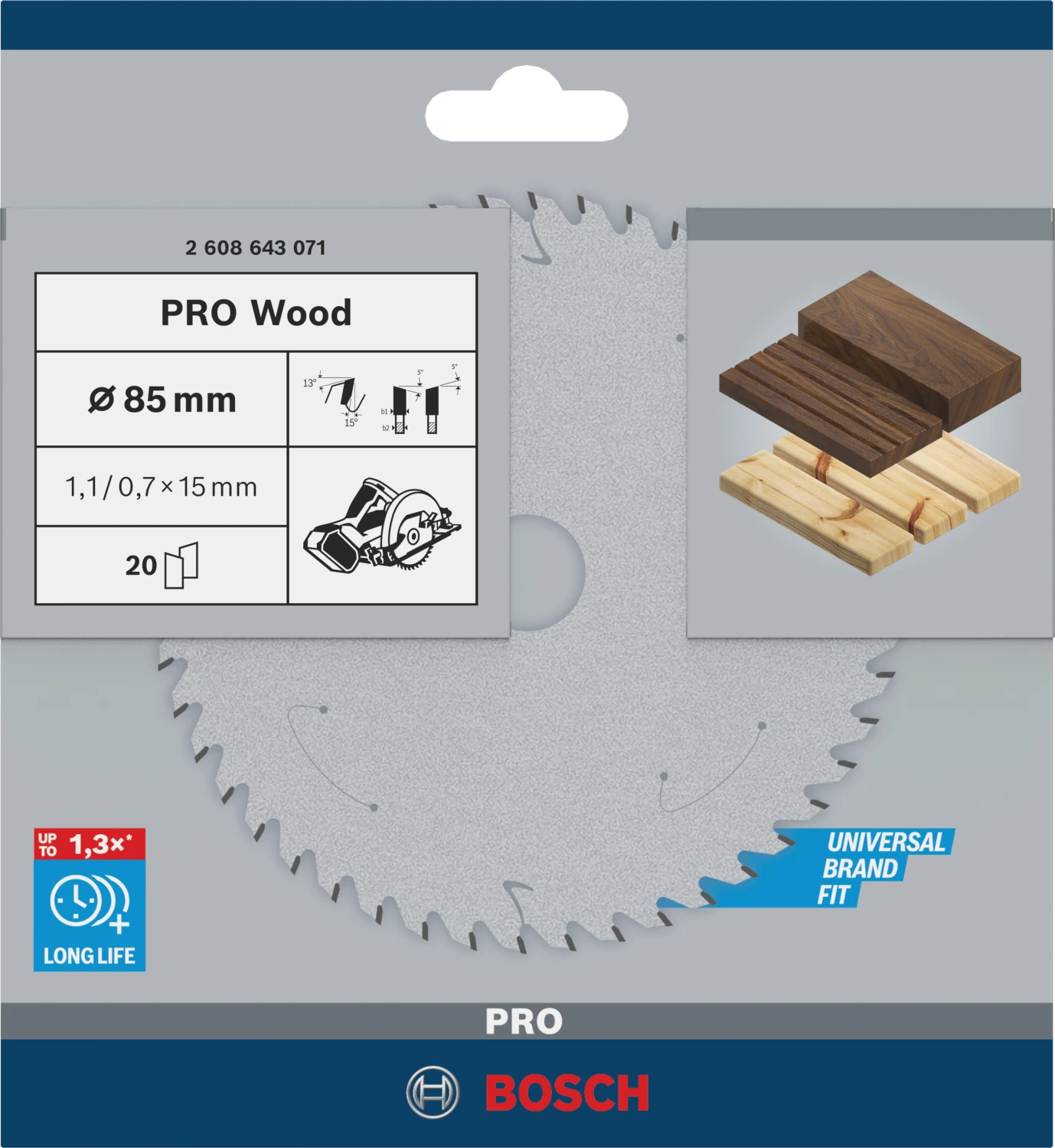 Bosch 2608643071 - Lame de Scie Circulaire Optiline Wood, 85 x 15 x 1,1 mm, 20D-image