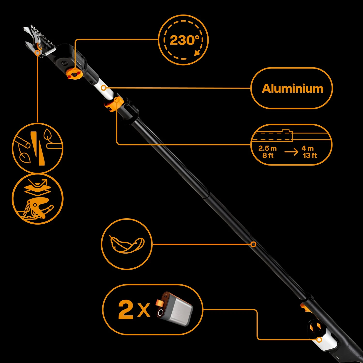 Fiskars accu snoeigiraffe bypass telescopisch body
