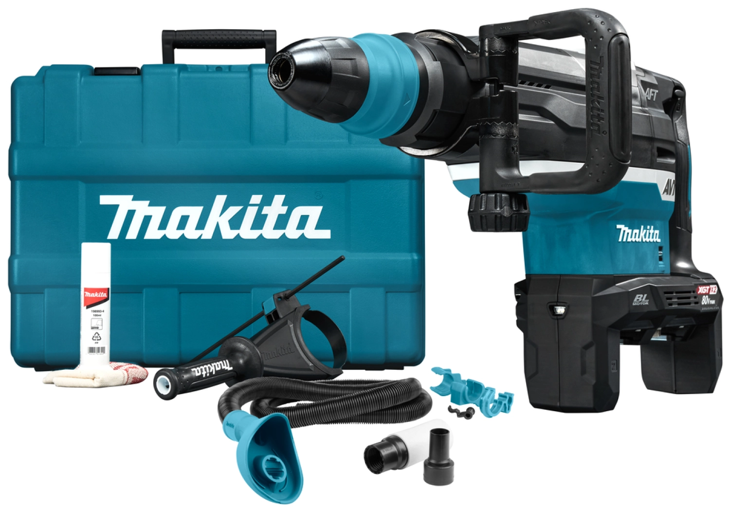 Makita HR006GZ04 XGT 2x40V Max Li-Ion accu SDS-Max combihamer body met AWS zender en stofafzuigset, in koffer - 21,4J - koolborstelloos-image