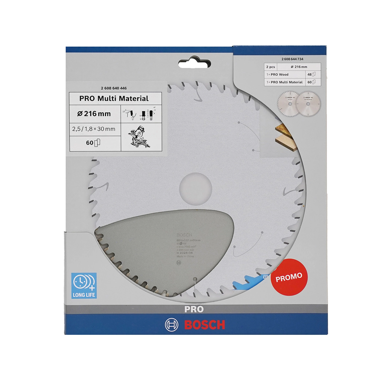 Bosch 2608644734 Jeu de lames de scie circulaire Pro - 216 mm - Bois et matériaux multiples-image