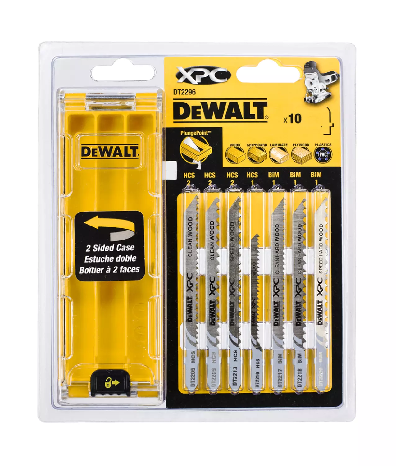 DeWALT DT2296 10 delig Decoupeerzaagblad set XPC in cassette - Hout / Kunststof / Laminaat-image