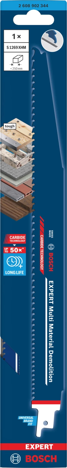 Bosch S1269XHM EXPERT lame de scie sabre pour démolition multi-matériaux - 300 x 1,25 (1 pièce)