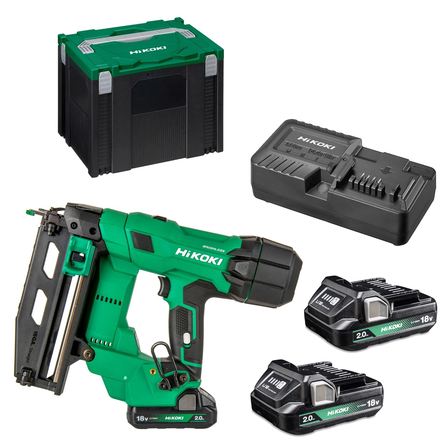 HiKOKI NT1865DSAWXZ Ensemble Cloueuse sans fil Li-ion 18V (2x batteries 2.0Ah) en HSC IV - 32-65mm - 16 gauge-image