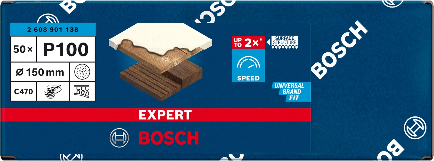 Bosch 2608901138 EXPERT Schuurvel C470 Best for Wood and Paint - 150mm - K100 - multiperforatie (50st)-image