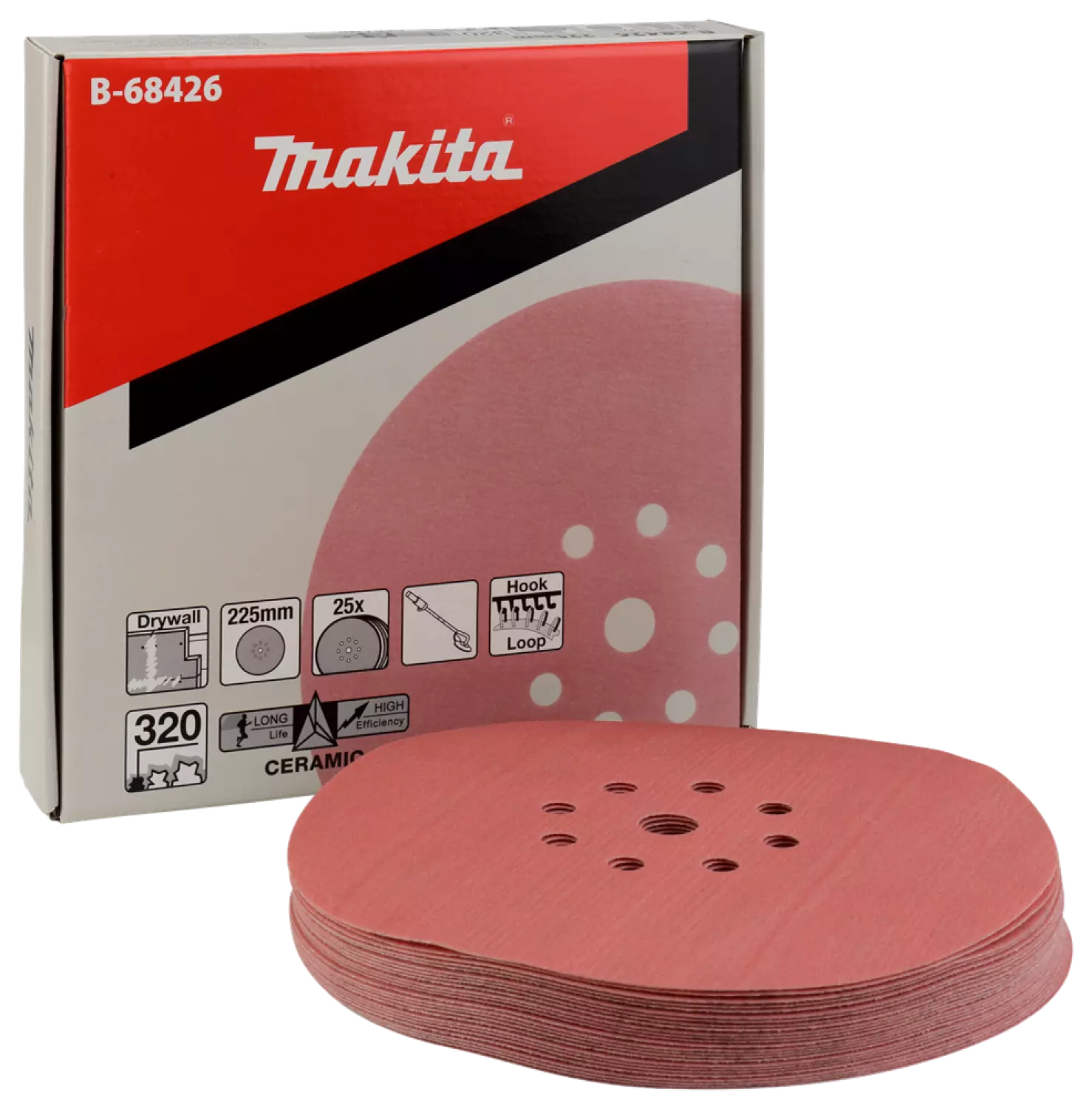 25 disques de ponçage Makita B -68426 - Velcro - Grains 320 - 225 mm-image