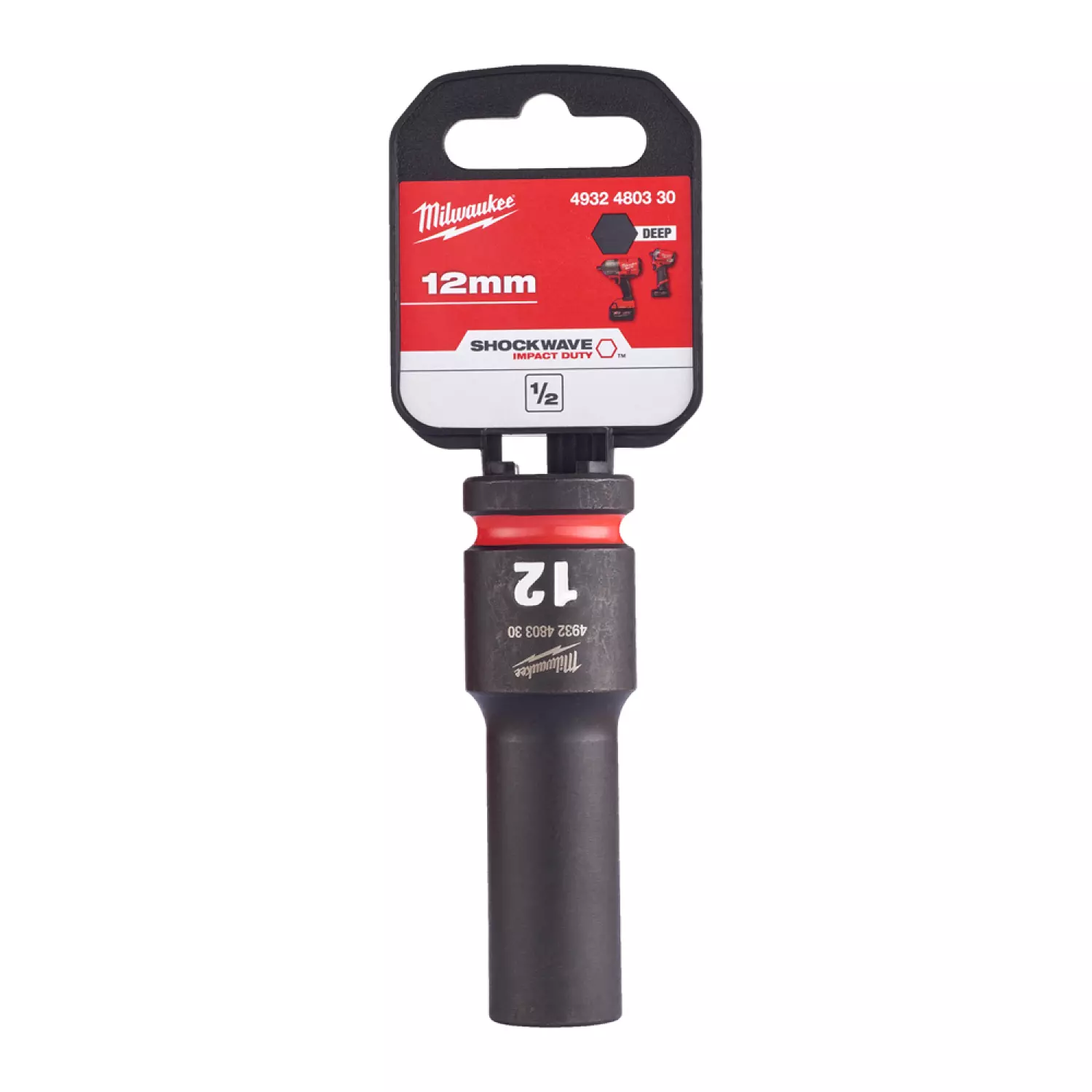 Milwaukee 4932480330 SHOCKWAVE lange krachtdop - 12 mm - 1/2"-image