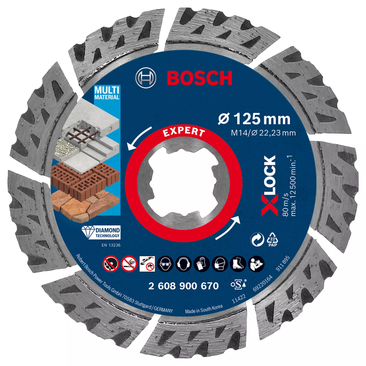 Bosch EXPERT 2608900670 - EXPERT Disque diamanté X-LOCK Multi Material 125 x 22,23 x 2,4 x 12 mm-image