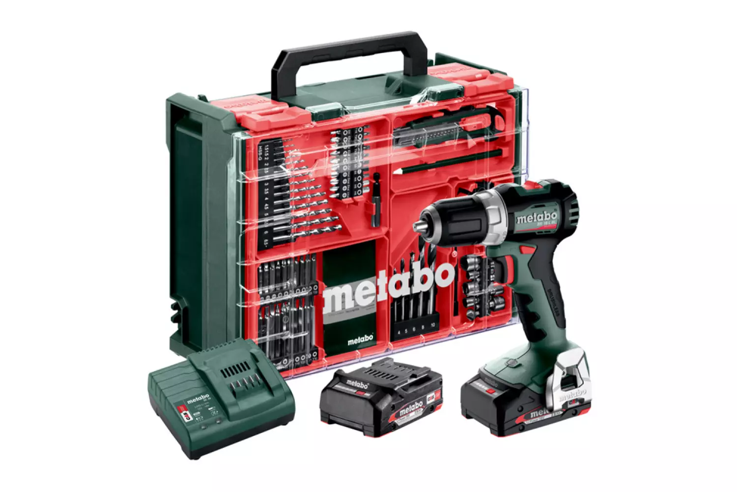 Metabo BS 18 L BL Mobile atelier portatif 18V Li-ion perceuse visseuse (2x batterie 2.0Ah) dans une mallette incl. set d'accessoires de 74 pièces-image