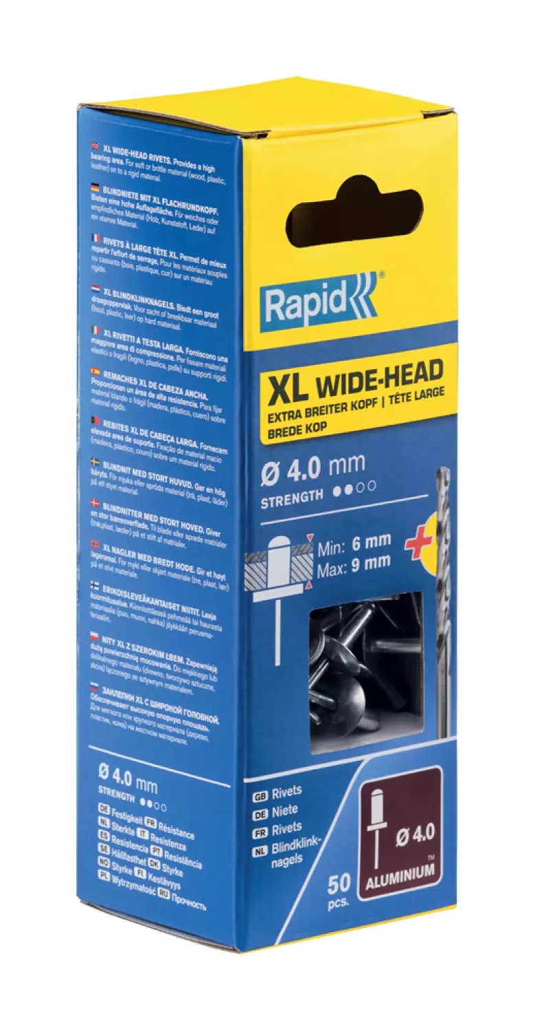 Rapid 5000661 Blindklinknagels incl. boor - XL - Aluminum- 4x12mm (50st)-image