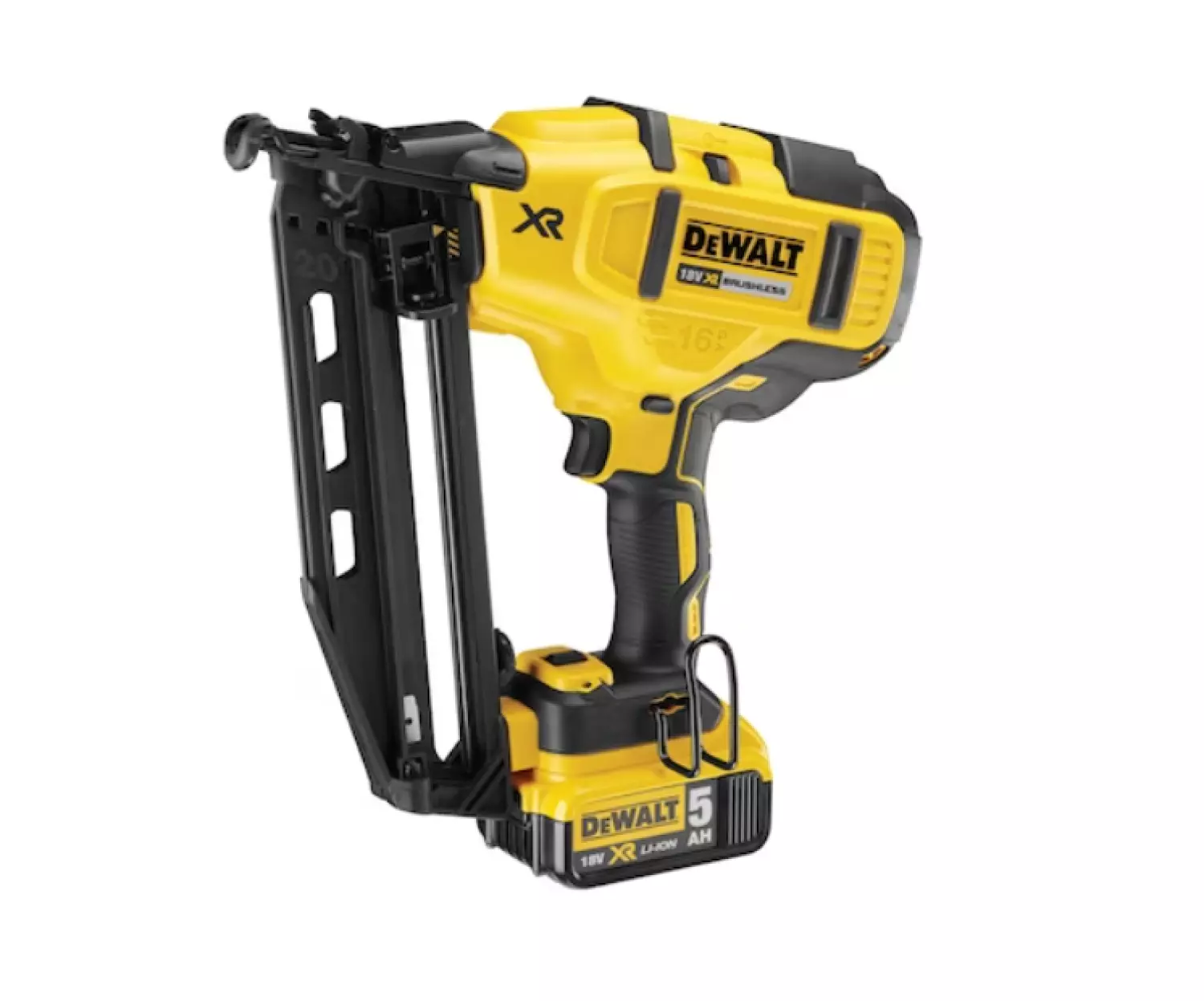 DeWALT DCN660P2 Cloueuse de finition sans fil 18V Li-Ion set (2x batterie 5,0Ah) dans coffret - moteur sans charbon - 16 Gauge - 32-63mm-image