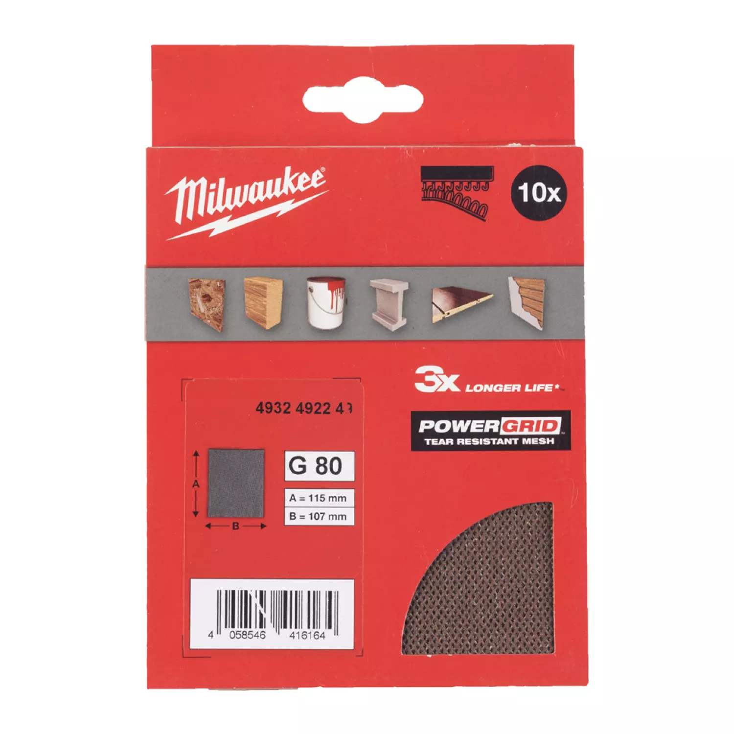 Milwaukee 4932492249 Schuurgaas PG Mesh - K80 - 115x107 -10st-image