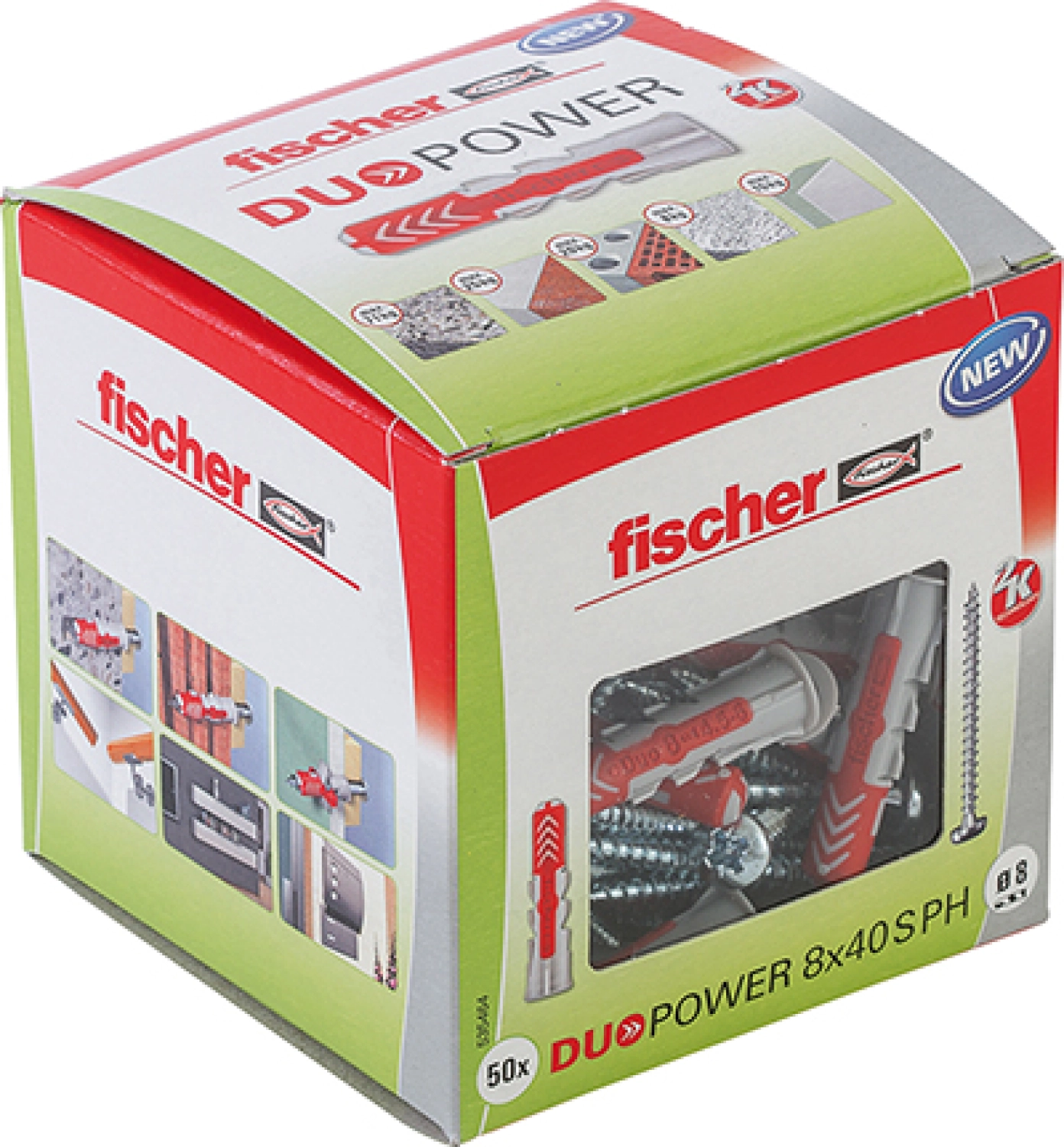 fischer 535464 - Cheville bi-matière DuoPower 8 x 40 PH avec vis (50pcs) DuoPower 8 x 40 S PH