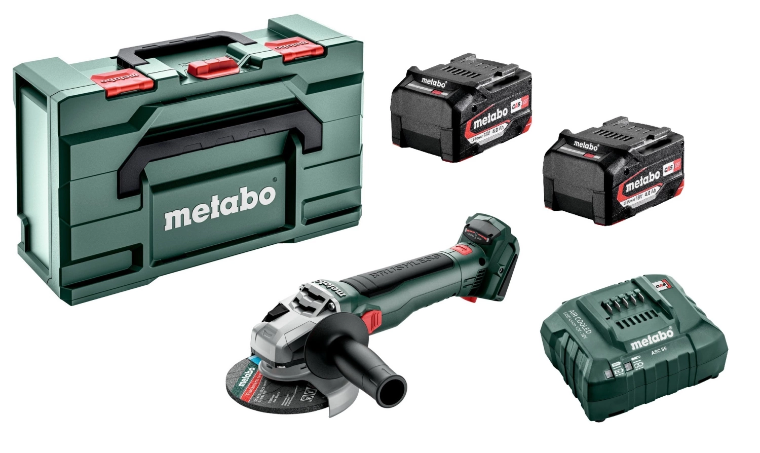 Metabo W 18 LT BL 11-125 18V Li-Ion Accu haakse slijper set (2x Li-Power 4.0Ah) in MetaBox-image