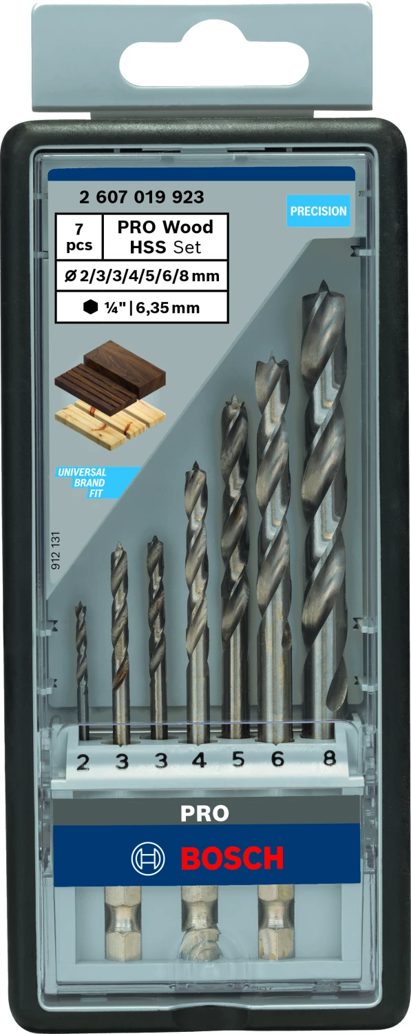 Bosch 2607019923 - Set 7 pièces mèche à bois hélicoïdal Robust Line à queue six pans 2; 3; 3; 4; 5; 6; 8 mm-image