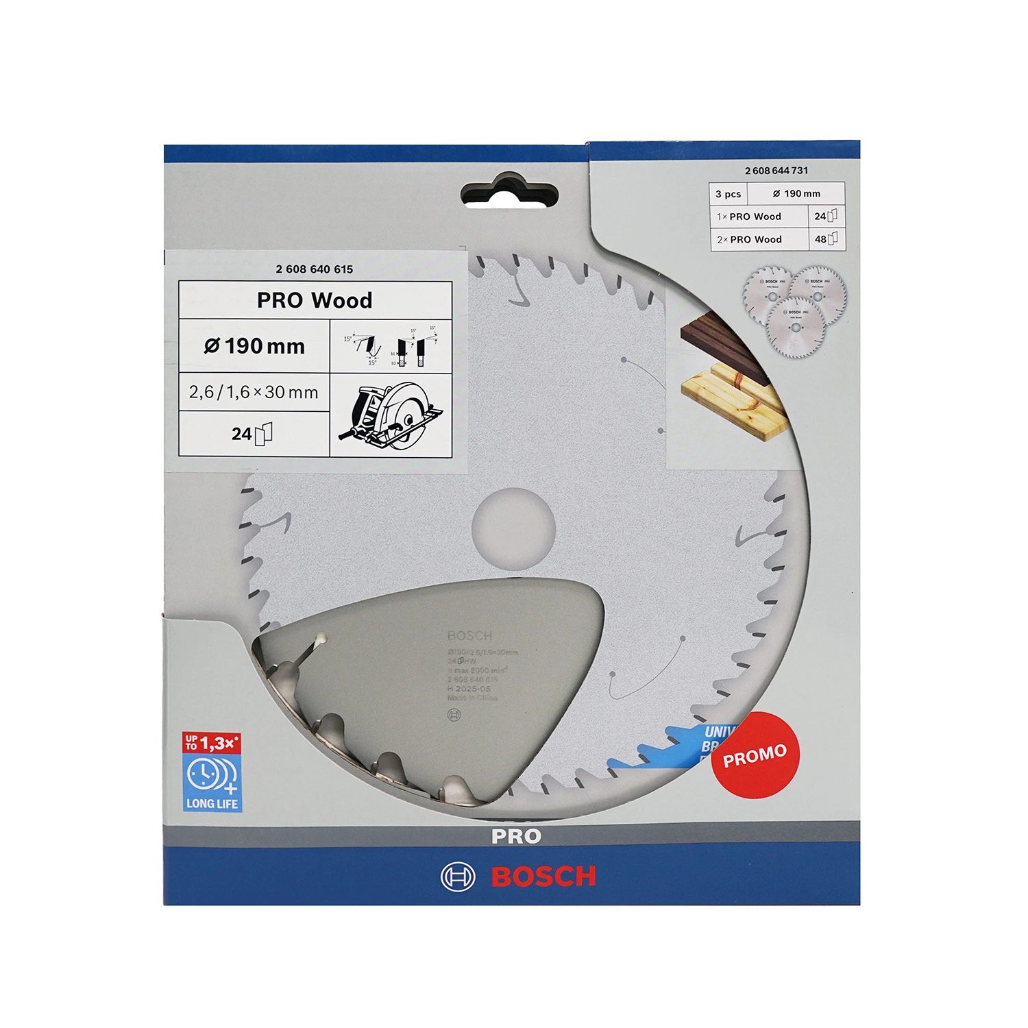 Bosch 2608644731 Jeu de lames de scie circulaire Pro - 190 mm - Bois-image