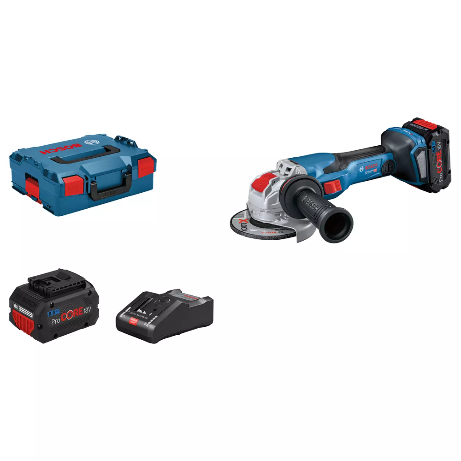 Bosch GWX 18V-15 C 18V Li-Ion accu BiTurbo haakse slijper set (2x 8,0Ah) in L-Boxx - 125mm - koolborstelloos-image