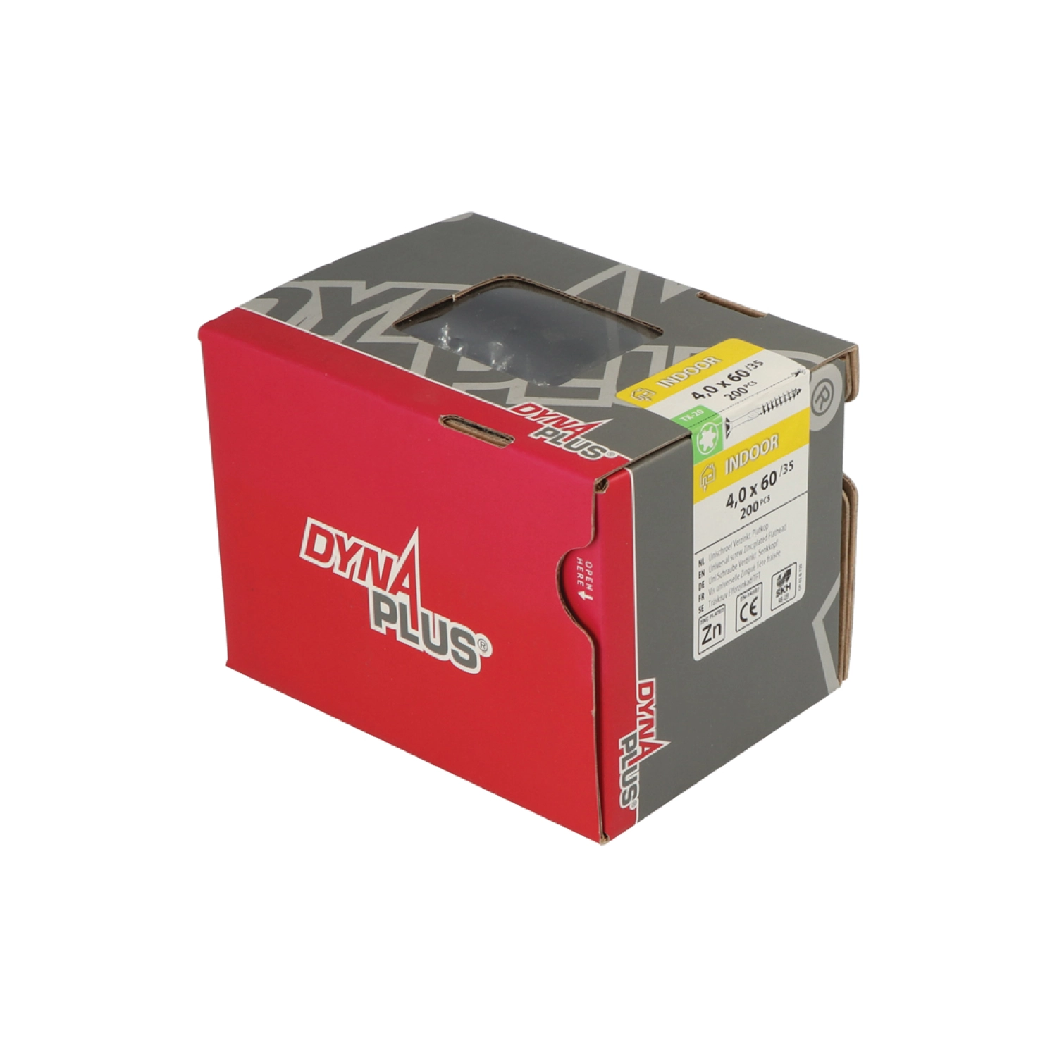 DynaPlus 0281.01.26001 Vis uni - Tête plate - Filetage partiel - Intérieur - TX20 - 4.0 x 60/35mm (200pcs)-image