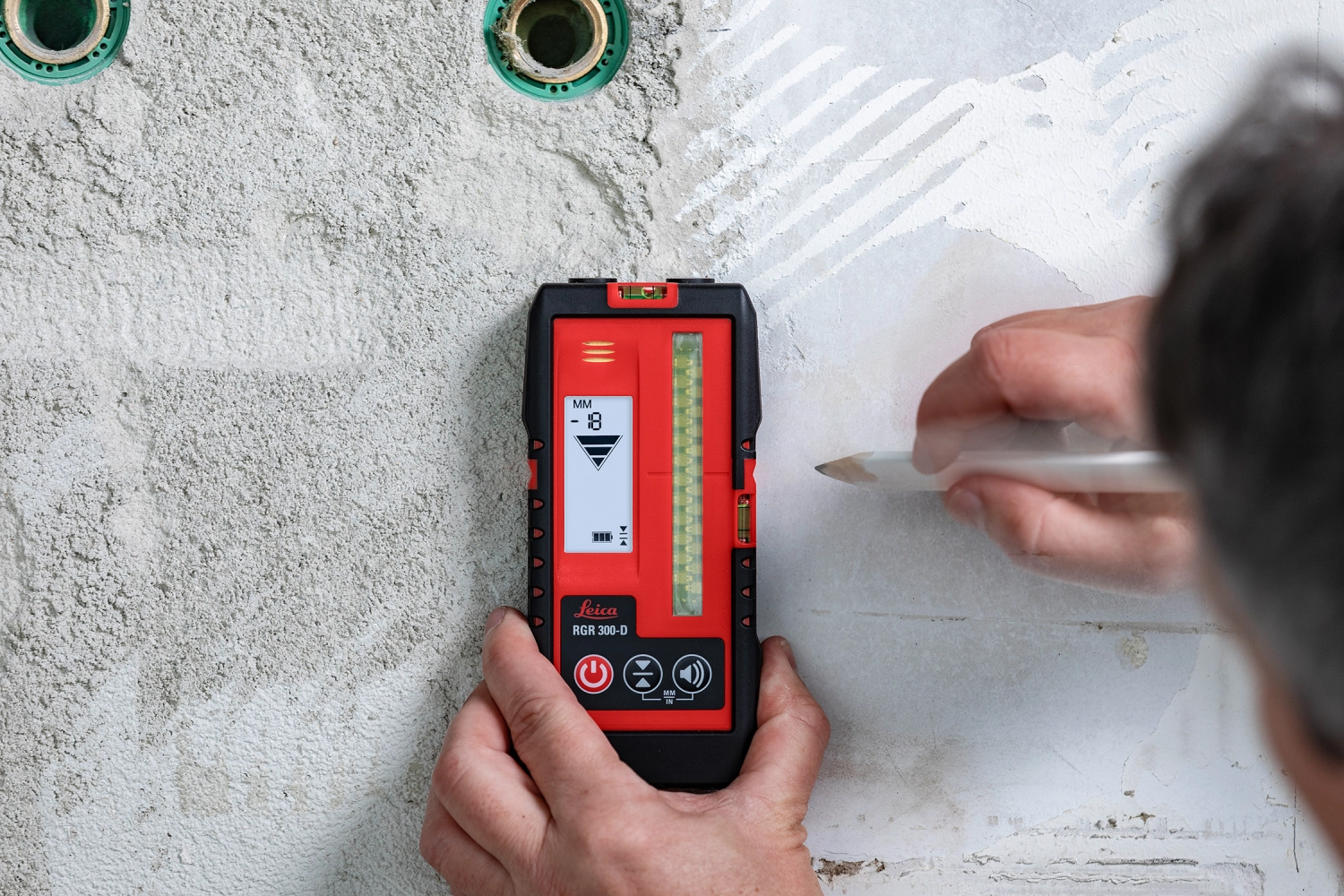 Leica 1017990 RGR 300-D Récepteur laser - Rouge / Vert - 80 m - IP65-image