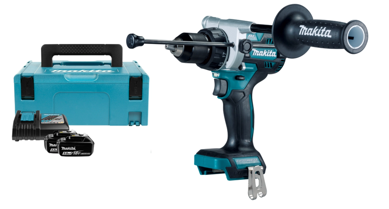MAKITA DHP486RTJ Perceuse visseuse à percussion sans-fil - 18V Li-ion - 2 batteries 5,0 ah - MBOX-image