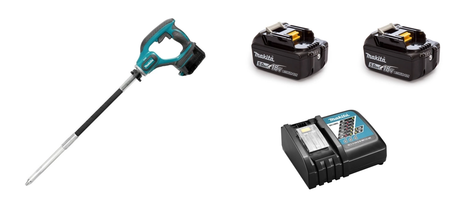 Makita DVR850RTE Vibreur à béton sans-fil 18V Li-ion (2x Batteries 5,0 Ah) - 240 mm-image