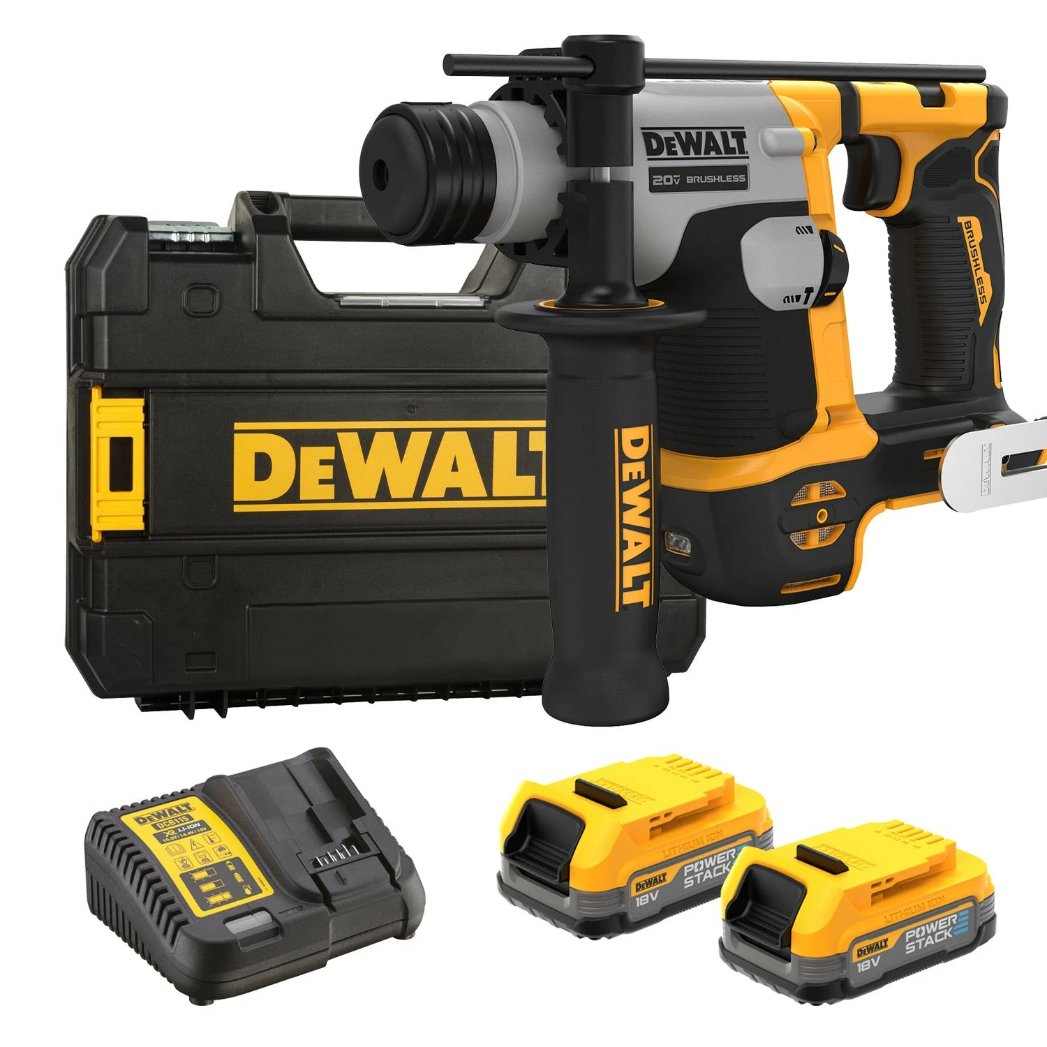DeWALT DCH172E2T 18V Li-ion XR accu SDS-plus boorhamer set (2x POWERSTACK accu) in TSTAK - 1.4J - koolborstelloos-image