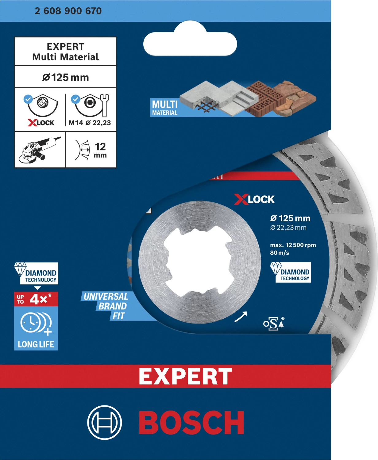 Bosch EXPERT 2608900670 - EXPERT Disque diamanté X-LOCK Multi Material 125 x 22,23 x 2,4 x 12 mm-image
