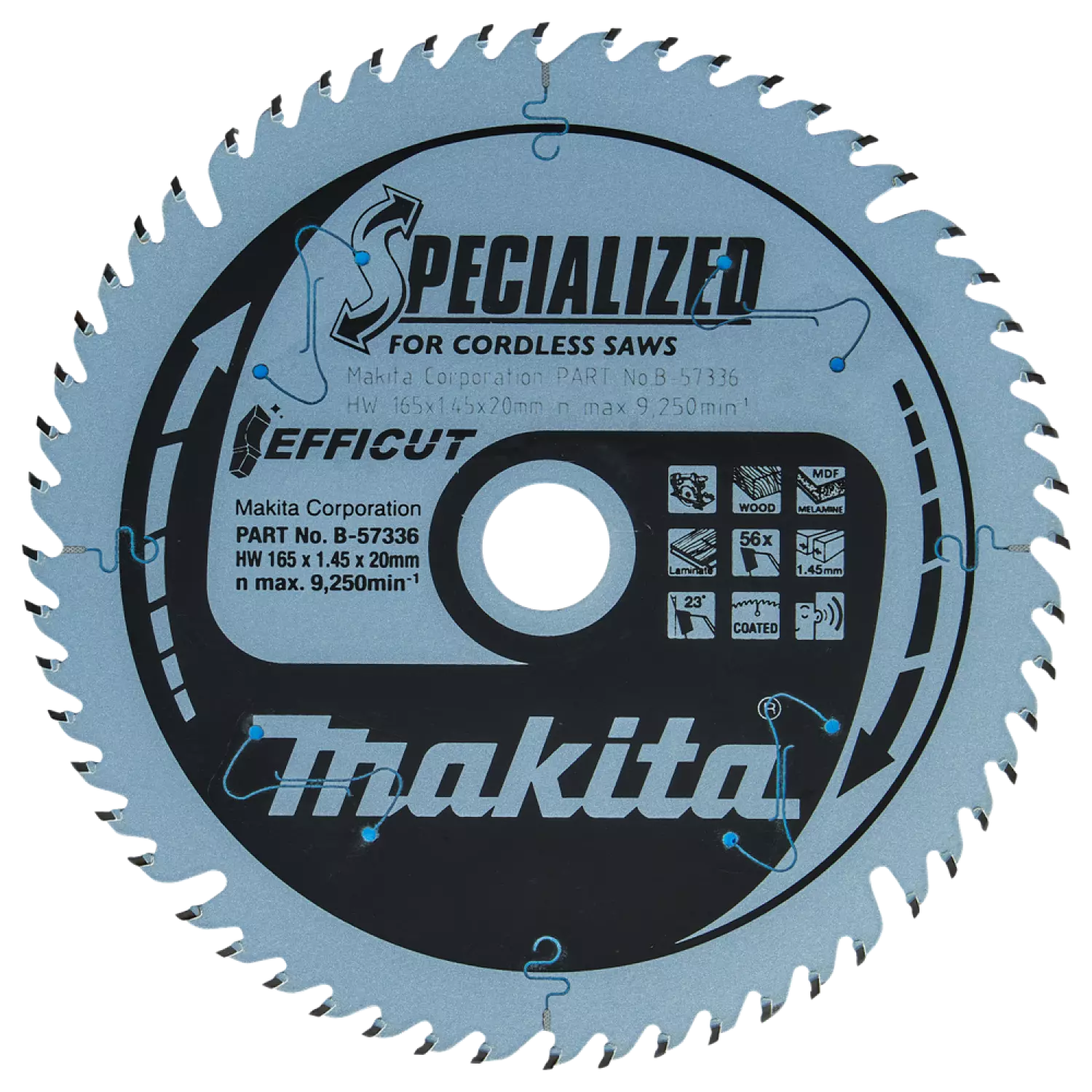 Makita B-57336 Cirkelzaagblad - Efficut 165x20x1,45 56T - Hout-image