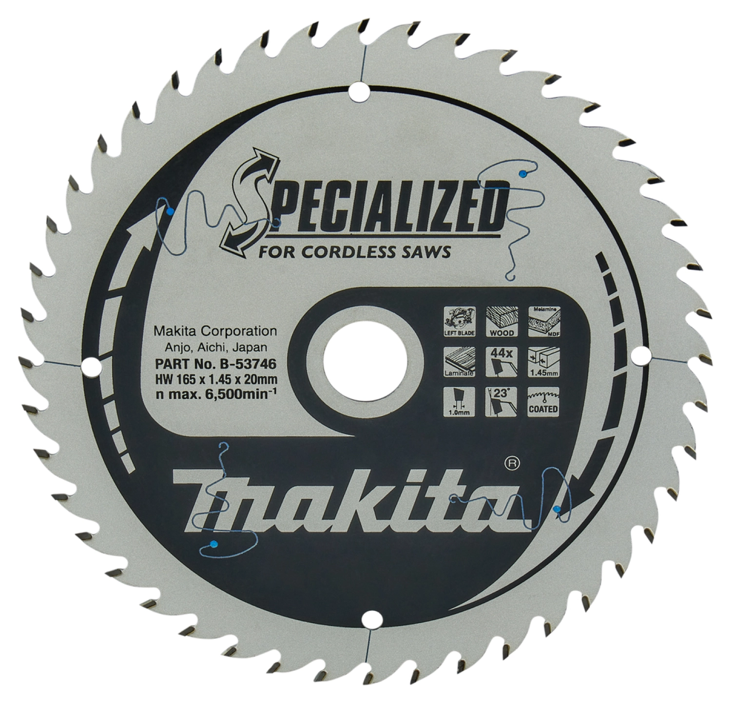 Makita B-53746 - Cirkelzaagblad Gemelamineerd - 165x20x1,45mm 44T-image