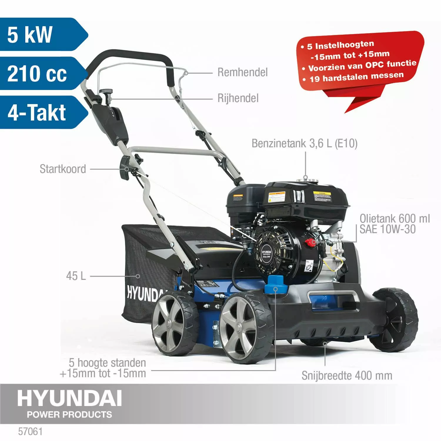 Hyundai 57061 Verticuteermachine – 210cc - 4-takt-image