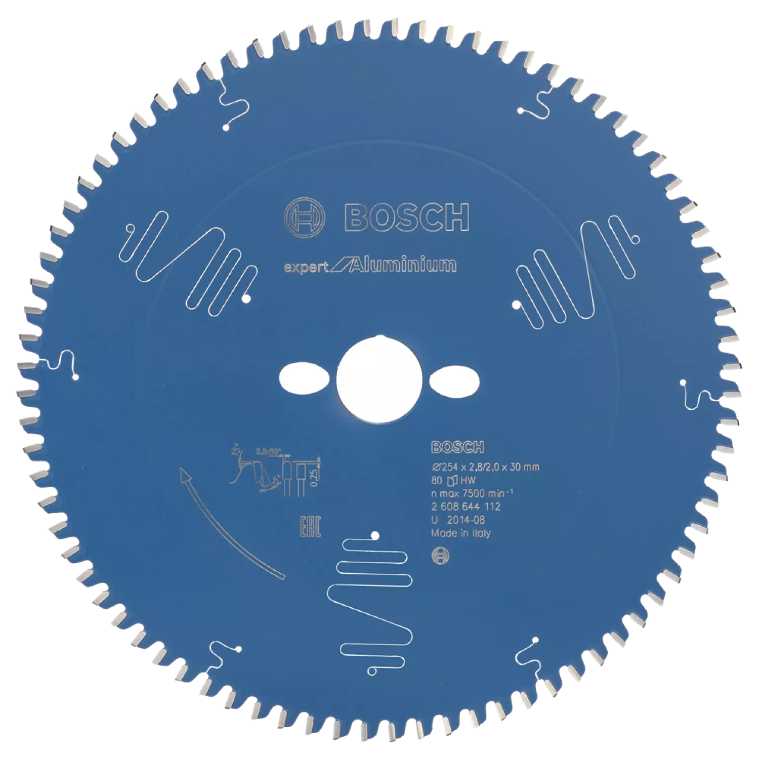 Bosch 2608644112 - Lame de Scie Circulaire Expert pour Aluminium, 254 x 30 x 2,8 mm, 80D-image