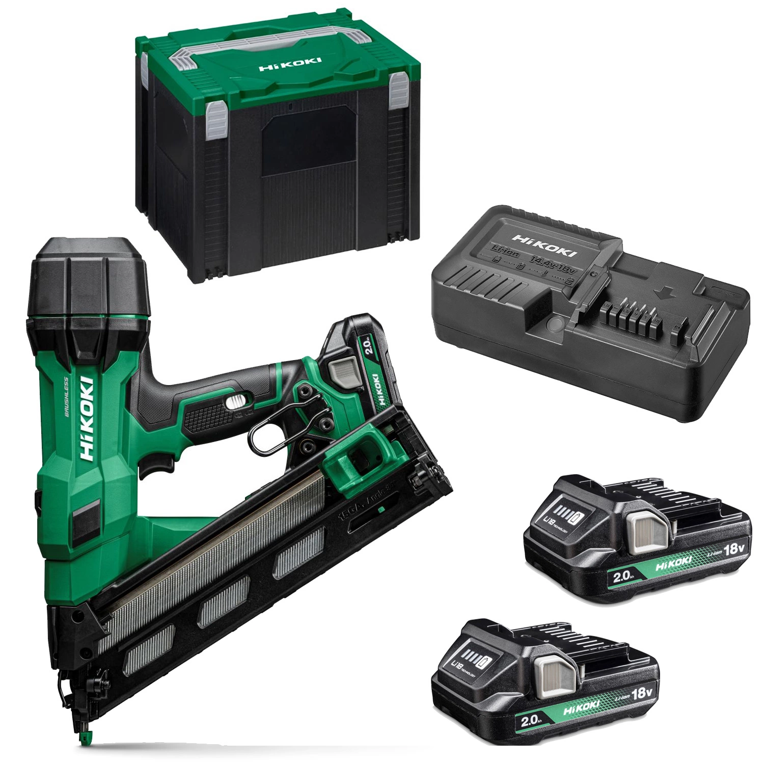 HiKOKI NT1865DAAWXZ 18V Li-ion accu spijkerapparaat set (2x 2,0Ah accu) in HSC IV - 32-65mm - 15 gauge-image