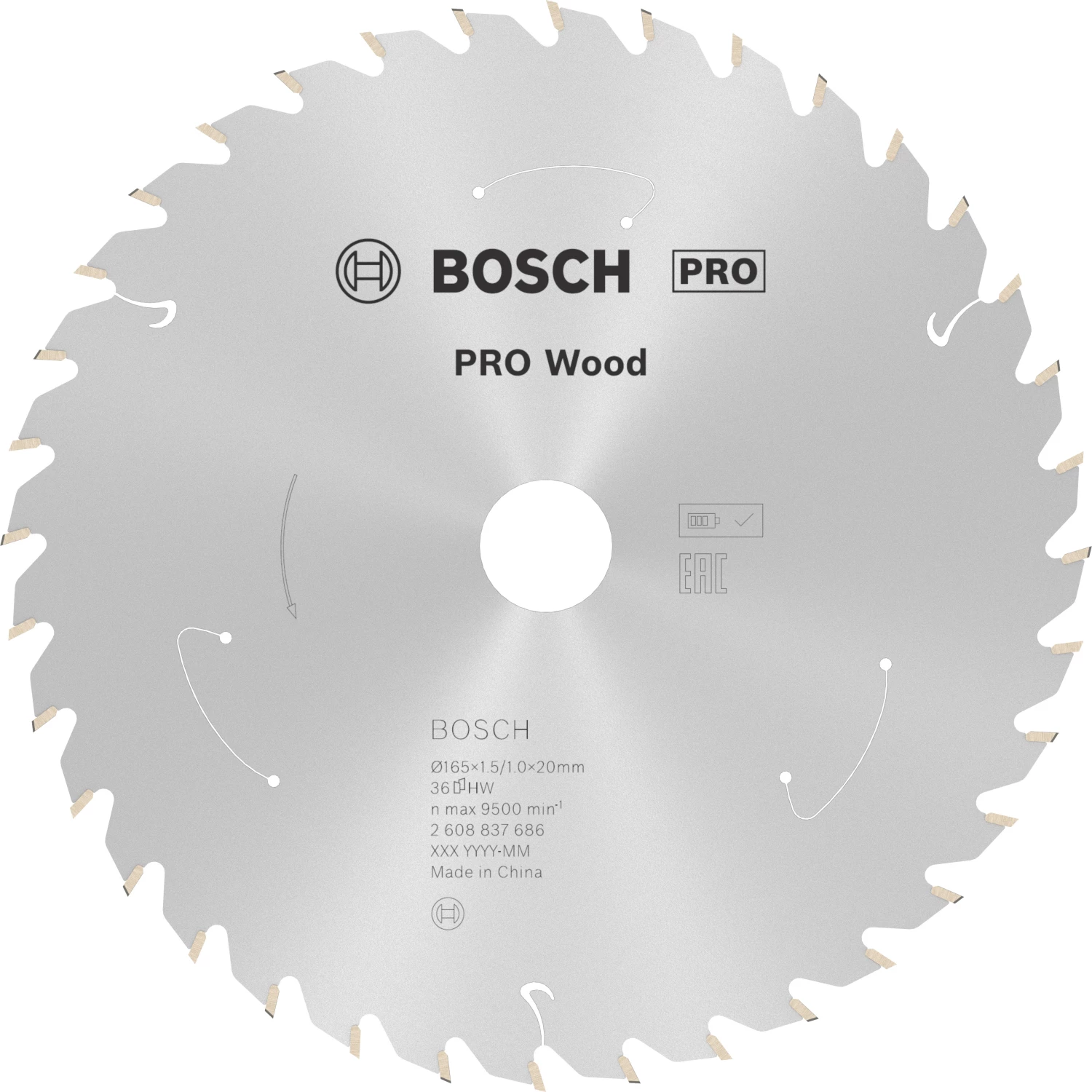 Bosch 2608837686 PRO Lame de scie circulaire sans fil pour bois - 165 x 20 x 36D-image