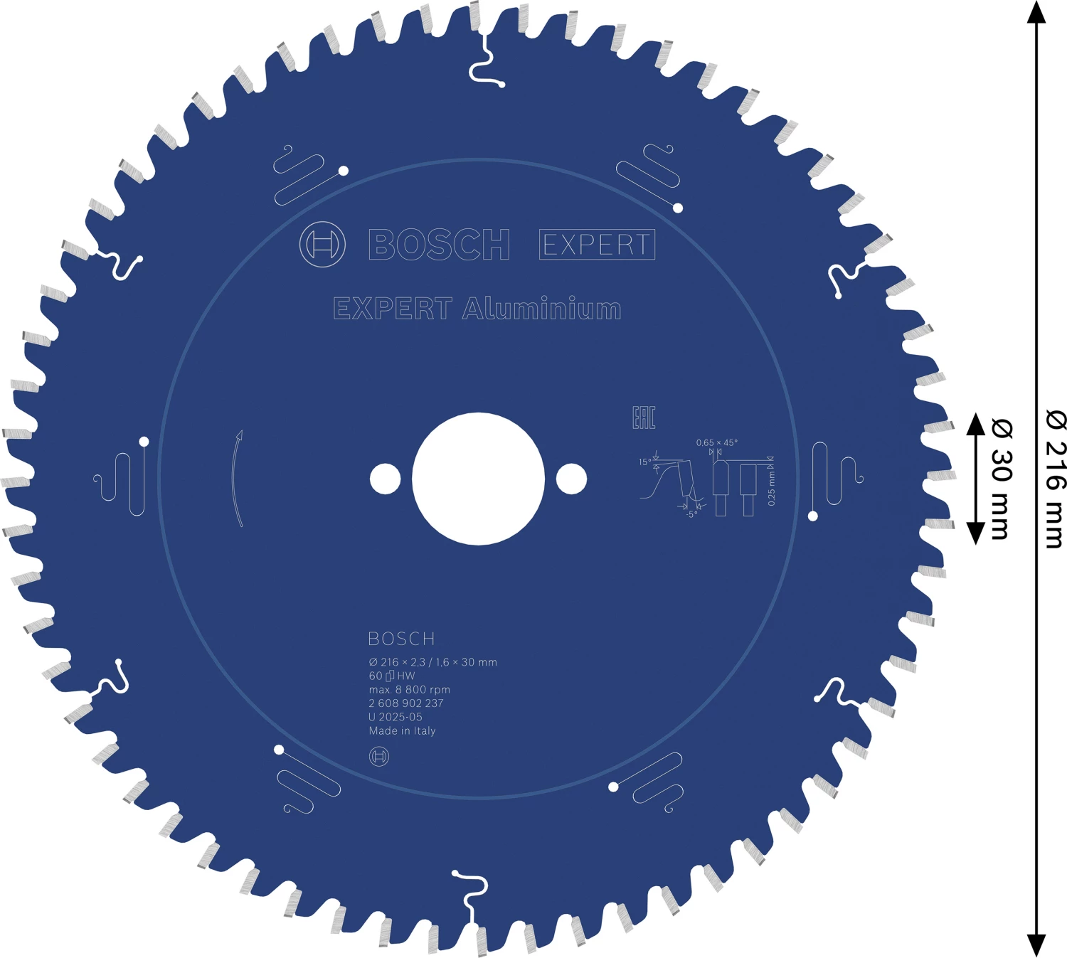Bosch 2608902237 Lame de scie circulaire EXPERT - 216 x 30 x 60D - aluminium-image
