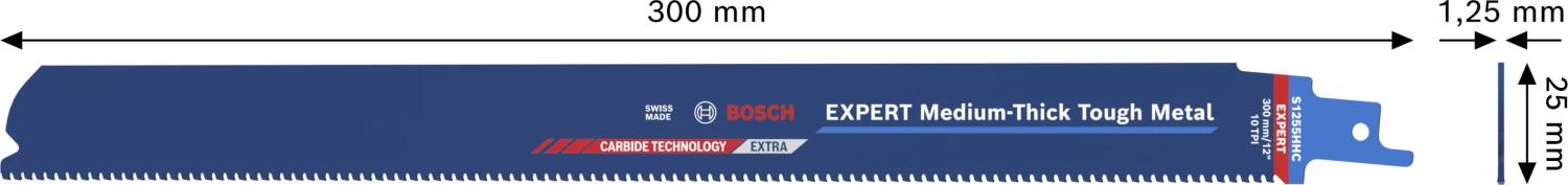 Bosch EXPERT S1255HHC Medium-Thick Tough reciprozaagblad - 250mm - metaal (10st)