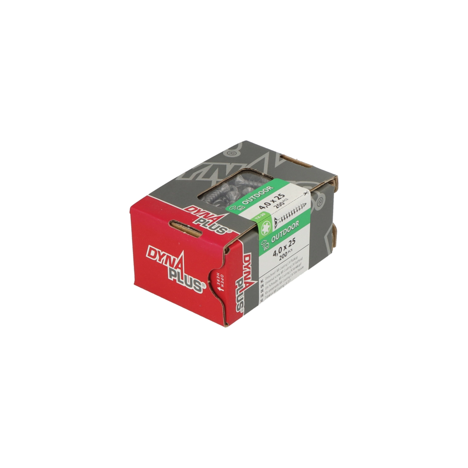 DynaPlus 0281.08.25101 Vis uni - Tête plate - Filetage plein - Extérieur - TX20 - 4.0 x 25mm (200pcs)-image