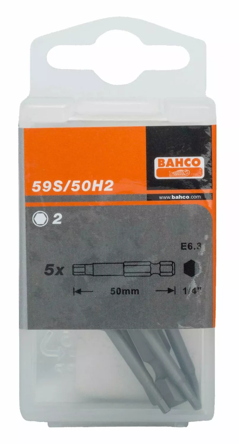 Bahco 59S/50H8-5P Embout Allen 1/4" Long 8mm - 50 mm (5 pièces)-image