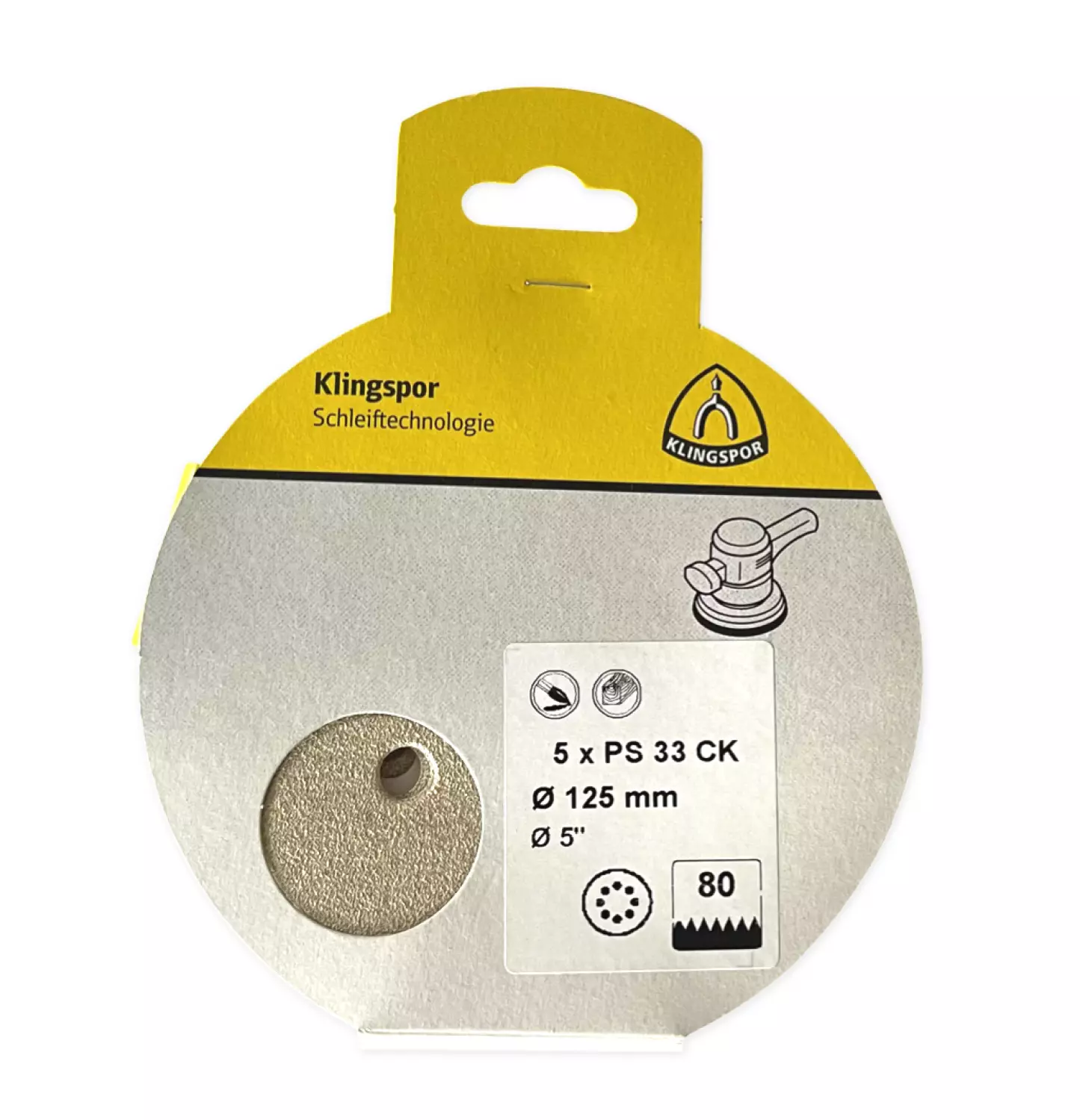 Klingspor Schuurpapier Rond 125 Klitteband 8 Gaten 5 St P80-image