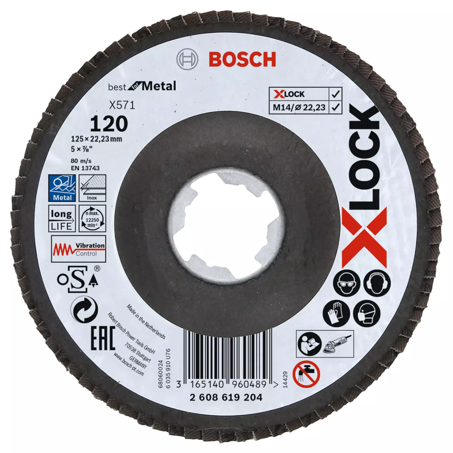 Bosch 2608619204 - X-LOCK disque à lamelles Best for Metal bombée, fibre de verre, Ø125mm, G 120, X571-image