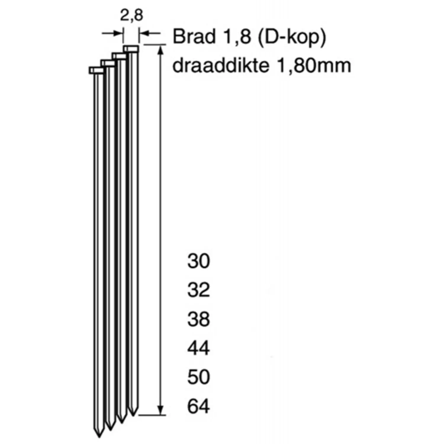 Dutack 5150011 DA18 Brad - D-Cup - Galvanisé - 1.8 x 32mm (4000pcs)-image