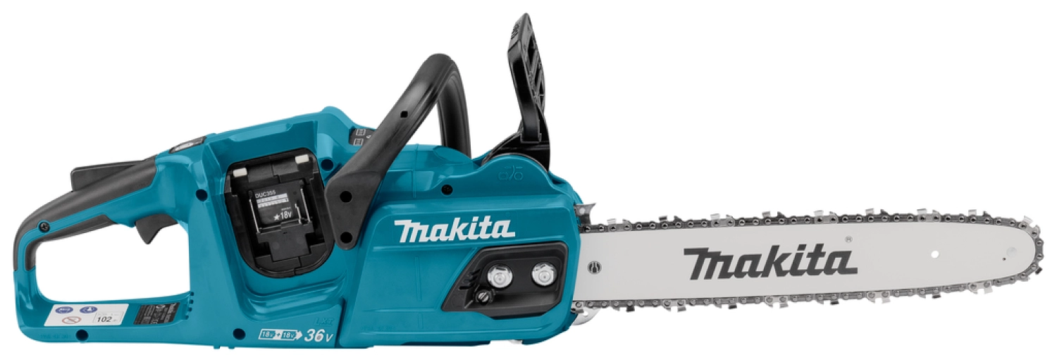 Makita DUC355PG4J Tronçonneuse sans-fil - 2 x 18V Li-ion - 4 batteries 6,0 ah - Mbox - 35 cm - Brushless-image