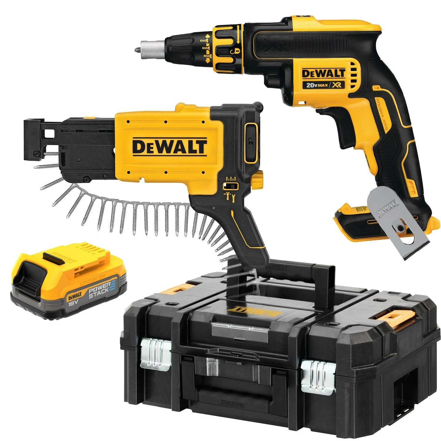DeWALT DCF620E1K-XJ 18V Li-ion XR accu gipsschroefmachine / bandschroefmachine set (1x POWERSTACK accu) in TSTAK - koolborstelloos - 25-27mm-image