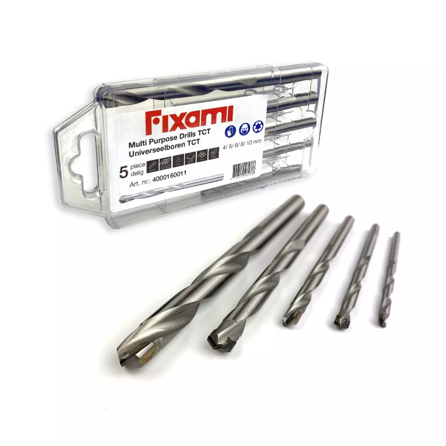 Fit-to-Fix 4000160011 Jeu de forets universels - 5 pièces - Plastique - 4-5-6-8-10 mm-image