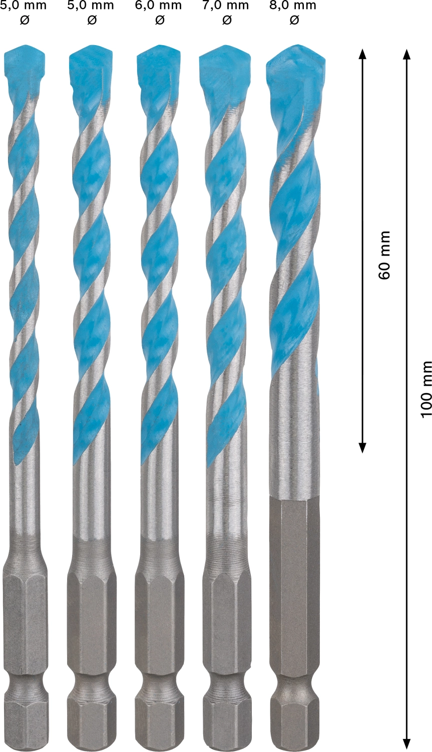 Bosch 2608900586 EXPERT 5-delige HEX-9 borenset - MultiConstruction - 5,5/6/6/7/8mm-image