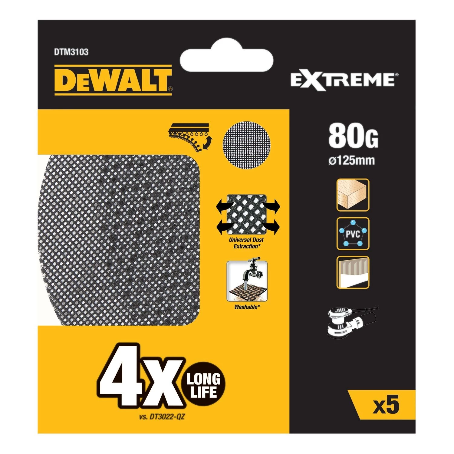 DeWALT DTM3103 Mesh schuurgaas - K80 - 125mm - 5st