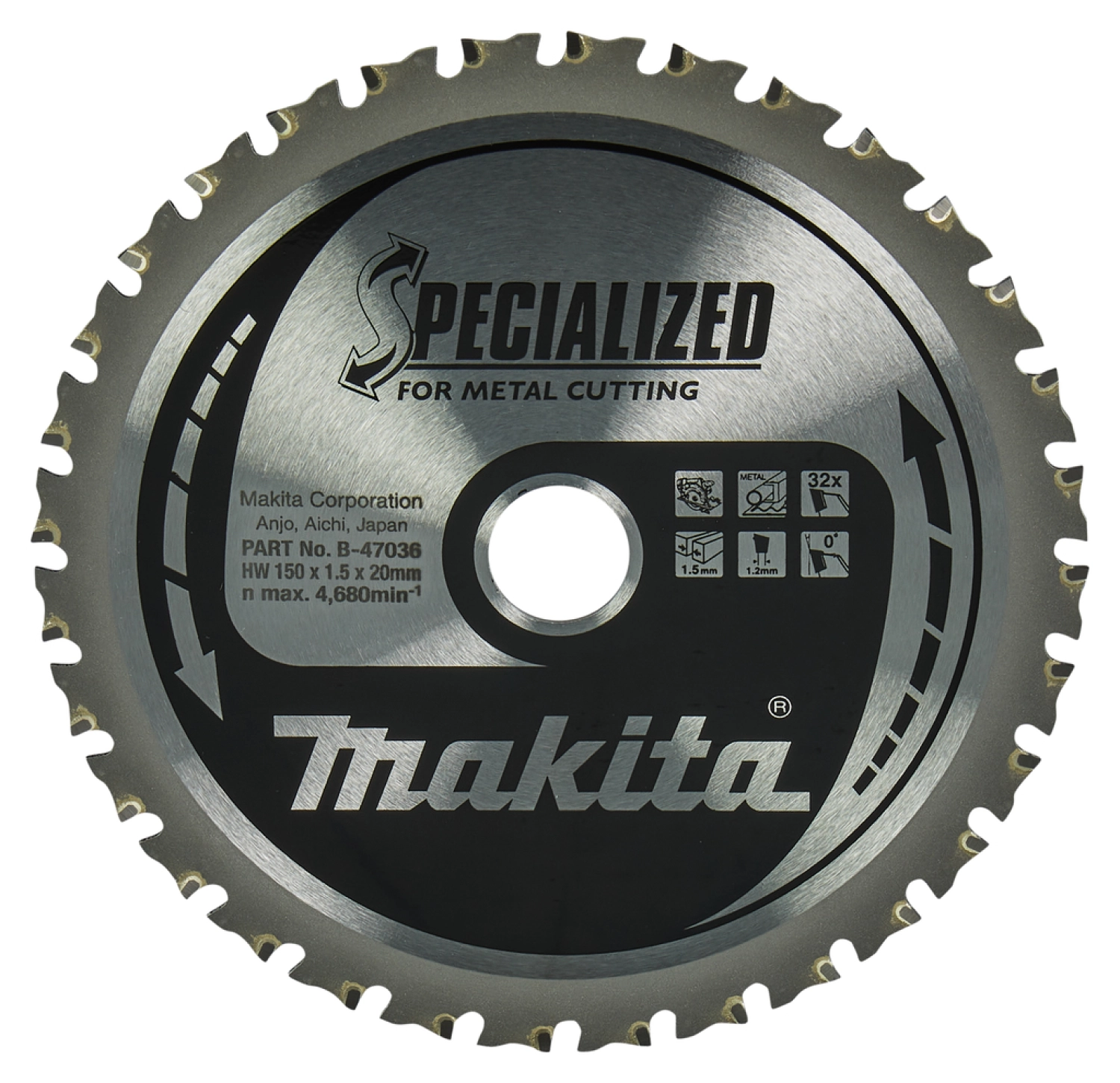 Makita B-46296 Lame de scie circulaire - 150 x 20 - 32 dents - Métal-image