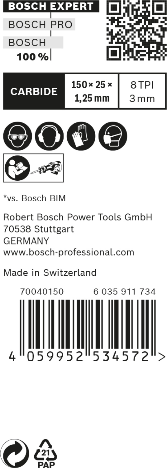 Bosch 2608900367 EXPERT Reciprozaagblad S955CHC 10st Thick Tough Metal
