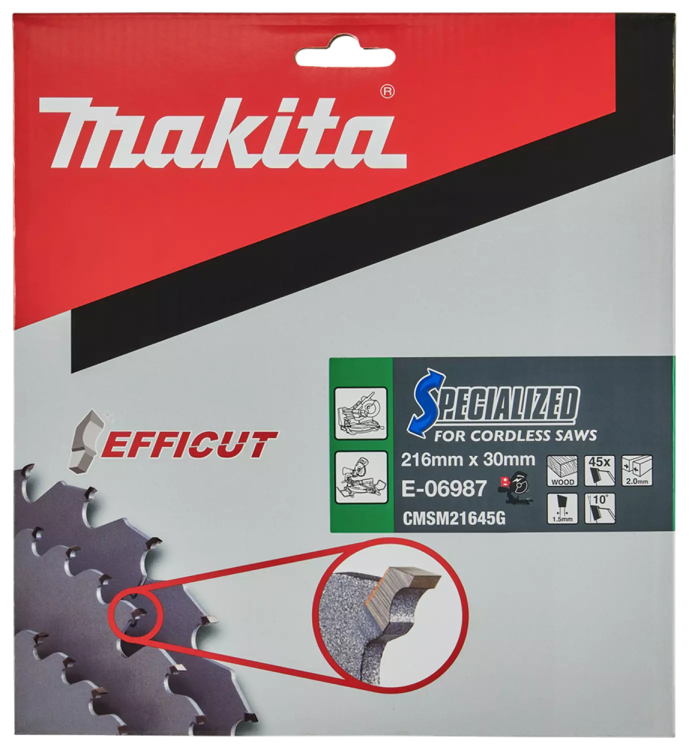 Makita E-06987 Efficut Lame de scie circulaire Bois - 216x30x2,0mm 45T-image