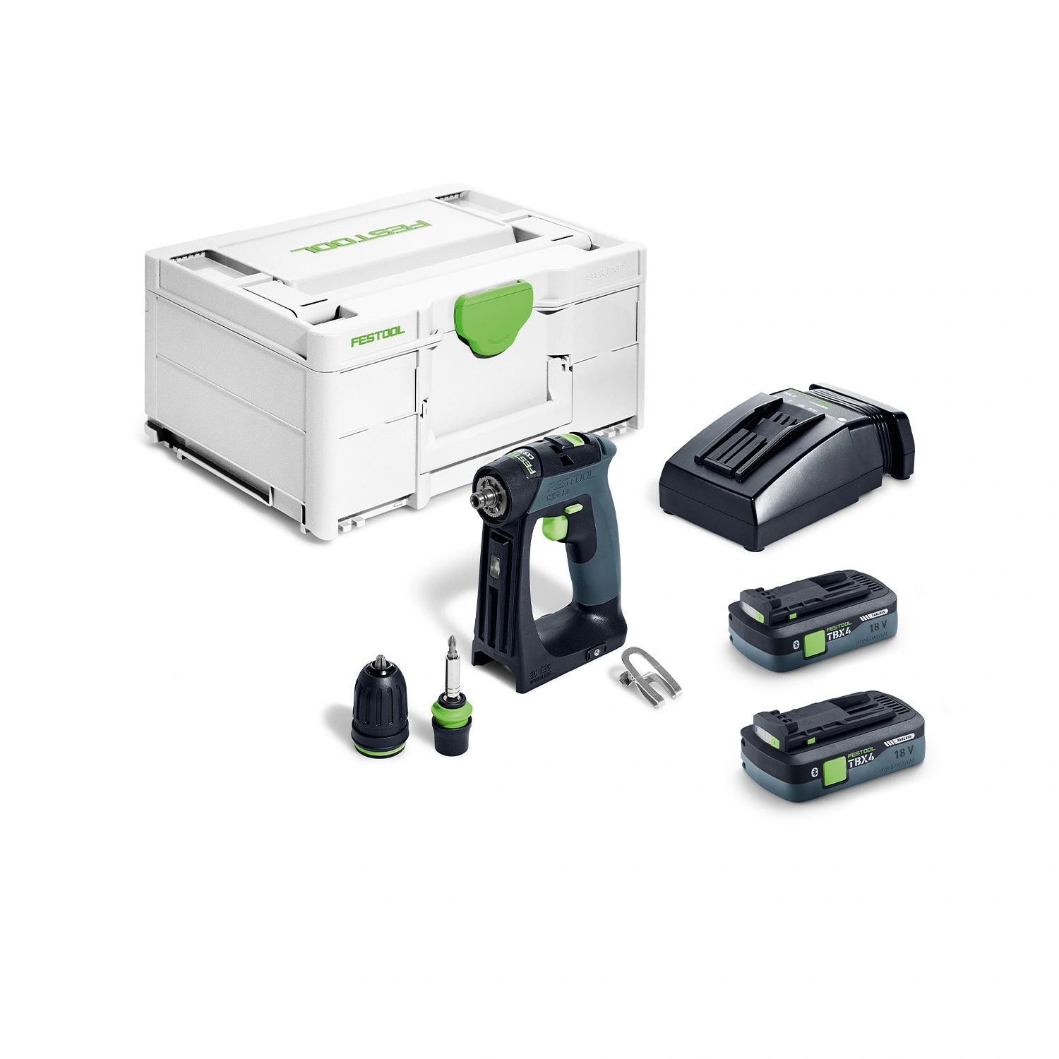 Festool 579345 CXS 18 TBX4,0 I-Plus 18V Li-ion accu schroefboormachine set (2 x 4,0Ah) in systainer